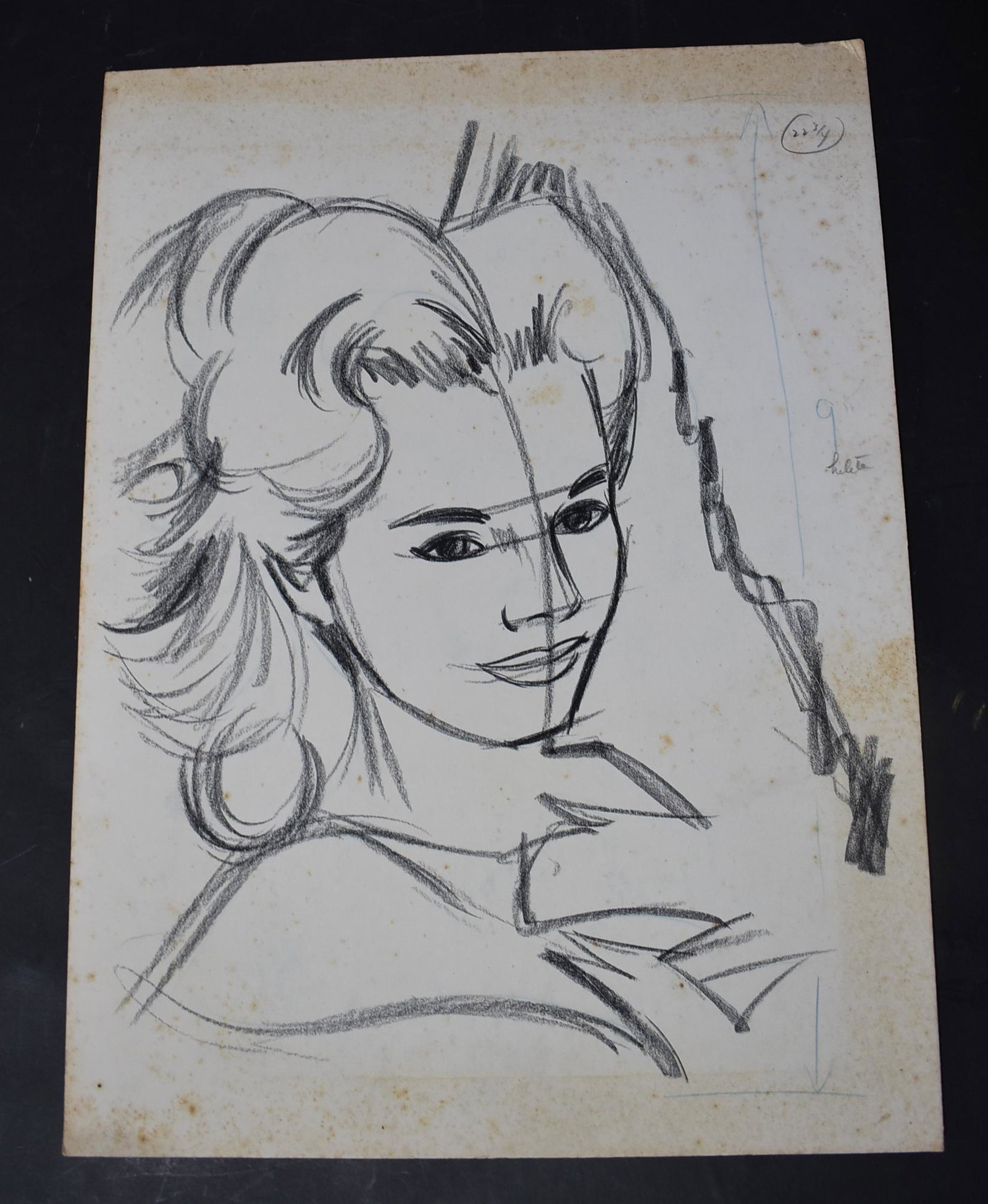 Tony Floreani Original Illustration: illustration For the Book "The Human Figure" Authors Tony Floreani & Bunny Yeager (1) 18x14 Glamor Girl Headshot Drawing