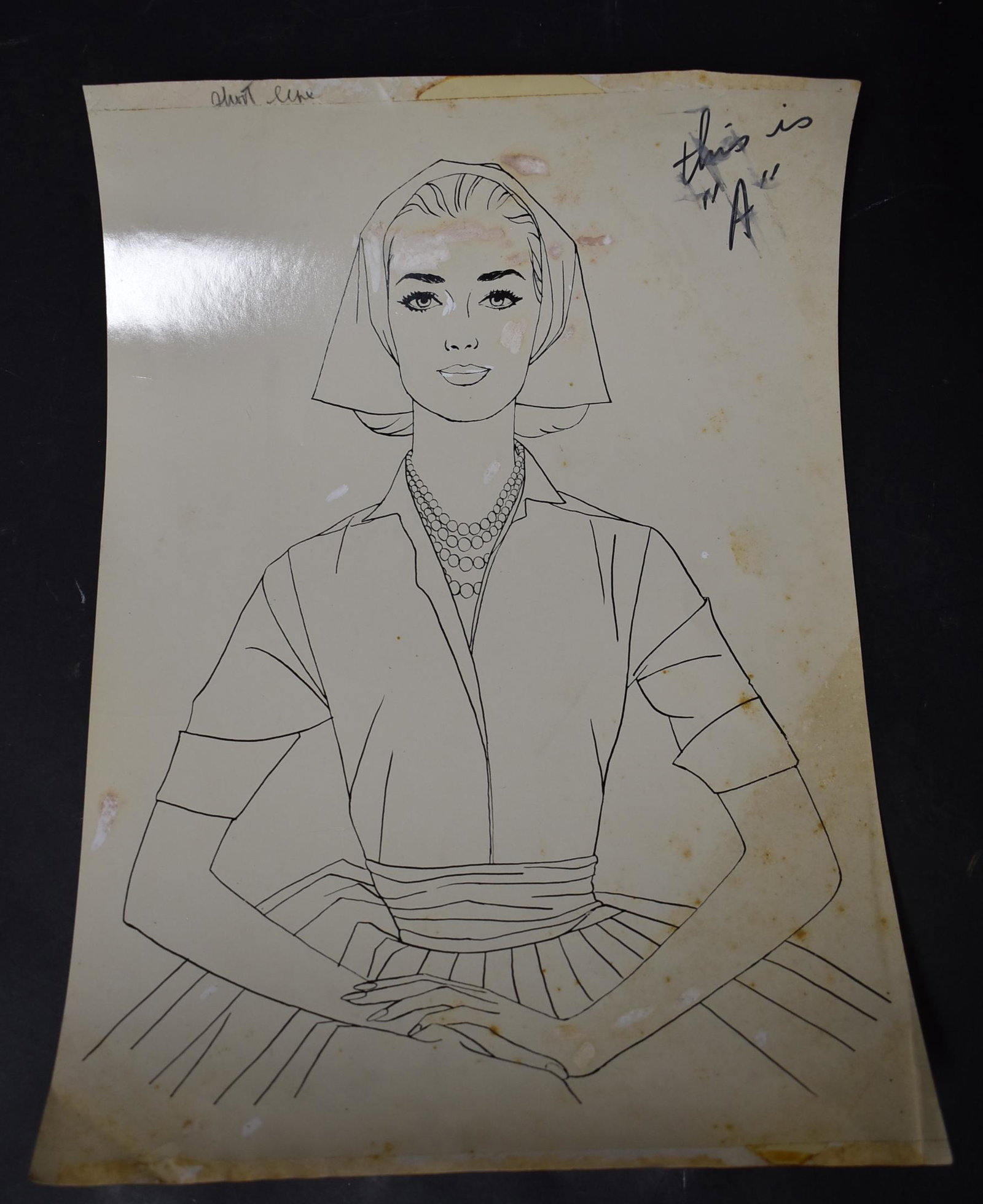 Tony Floreani Original Illustration: Illustration For the Book " The Human Figure" Tony Floreani & Bunny Yeager One Illustration Of Woman Sitting With Hands Folded