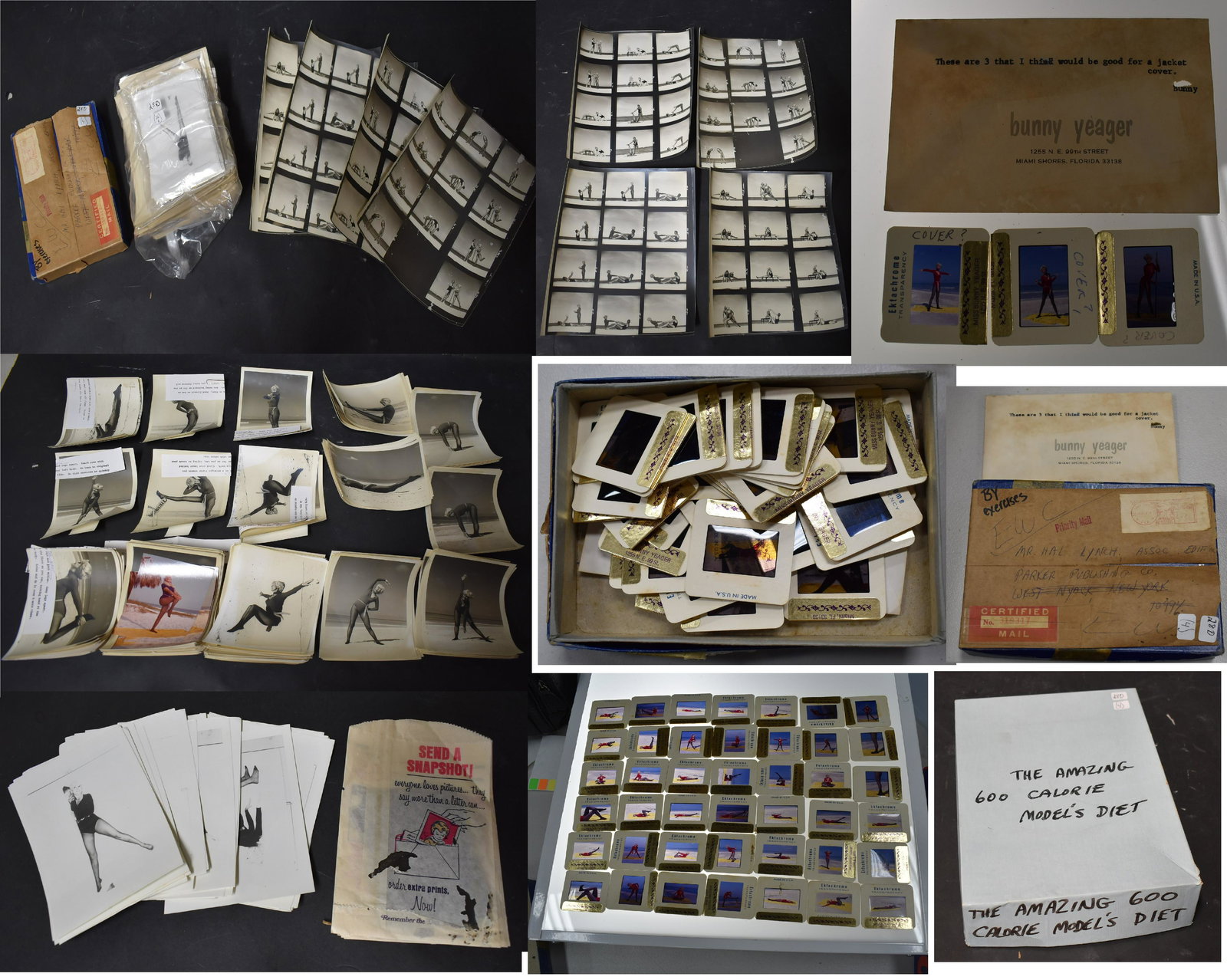 Bunny Yeagers Book "The Amazing 600 Calorie Models: Collectors Lot Pertaining Too Bunny Yeagers Book 600 Calorie Models Diet Included Trascript of Book Photos That Were in Book (5) Contact Sheets & Slides