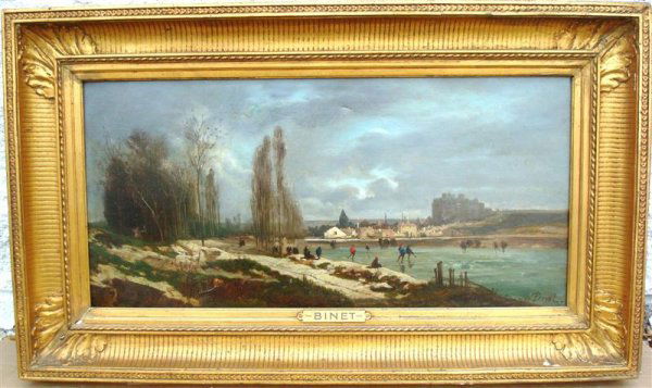 GEORGES BINET; OIL PAINTING SIGNED: Georges Jules Ernest Binet; oil on canvas, "Avignon" signed L.R. and titled and dated on frame "Avignon 1892(?)", 14 in. x 28 in., original frame