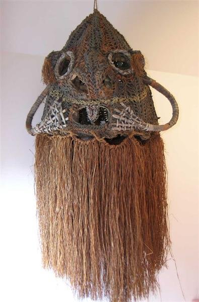 OCEANIC MASK: Papua, New Guinea. Full head mask. From the Suzanne Lawford Collection. Collected by river boat; 32 in. H.