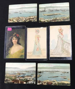 Collector's Post Card Lot (6): Henri Boutet (2) tuck portrait and 3 early views of gibraltar.