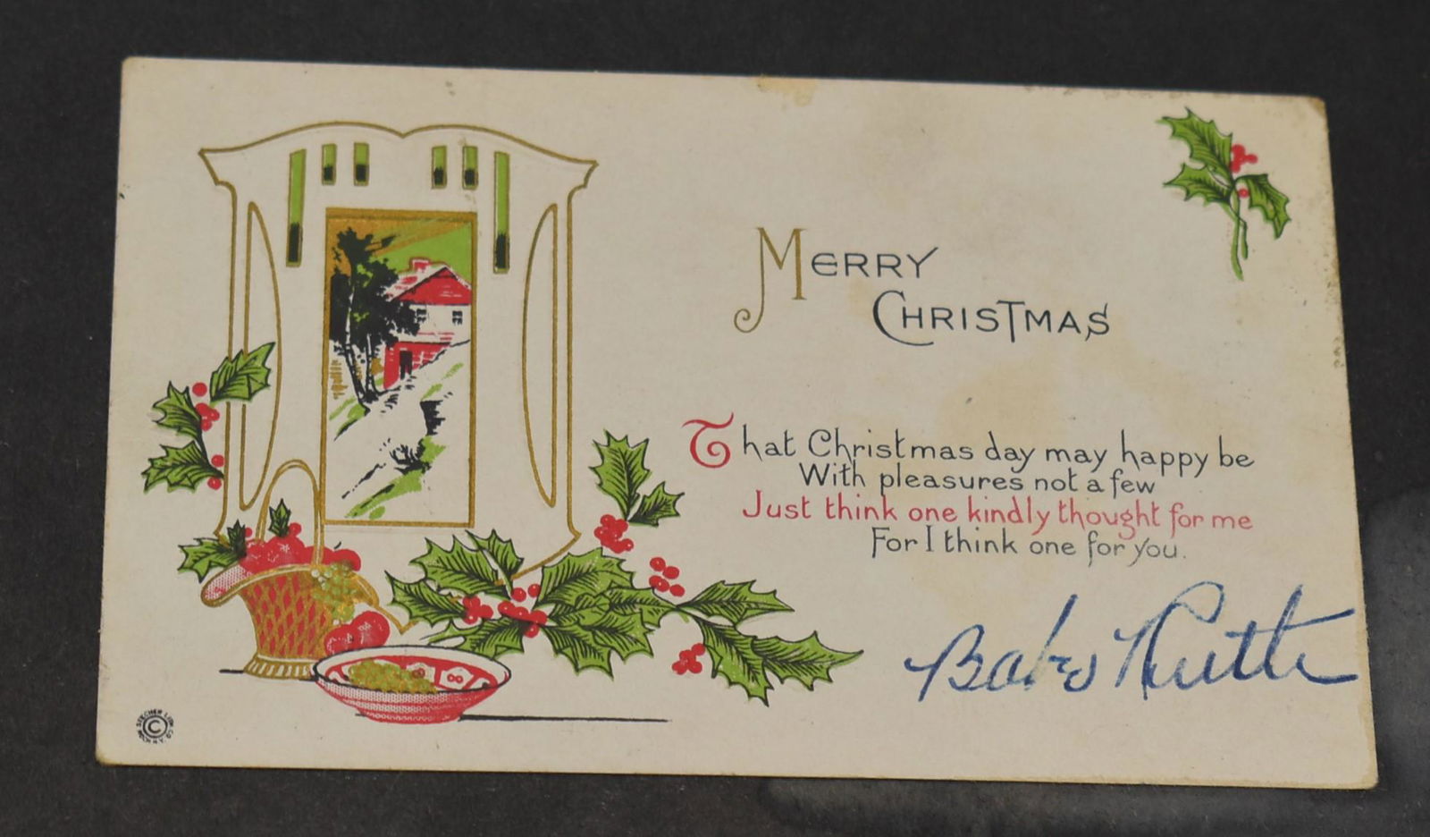 Merry Christmas Postcard Sgd. Babe Ruth (1 of 3)