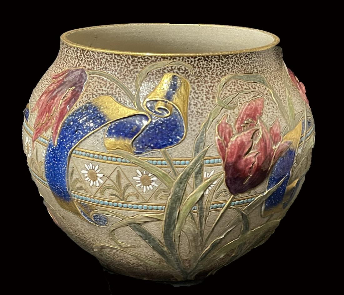 19thC. Continental Glazed Pottery Jardiniere (1 of 7)