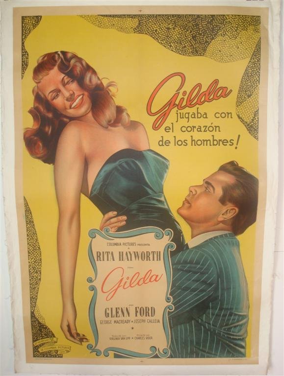 GILDA, HAYWORTH, FORD, MACREADY: 1S, 27" W X 41" H, Columbia (Argentinian Version), 1946, LB, (VF) Lithographed by F. Springer