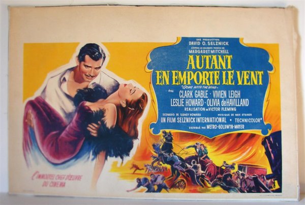 AUTANT EN EMPORTE LE VENT (GONE WITH THE WIND): Belgium, 14"W X 22"H, MGM, 1939, LB, (F)