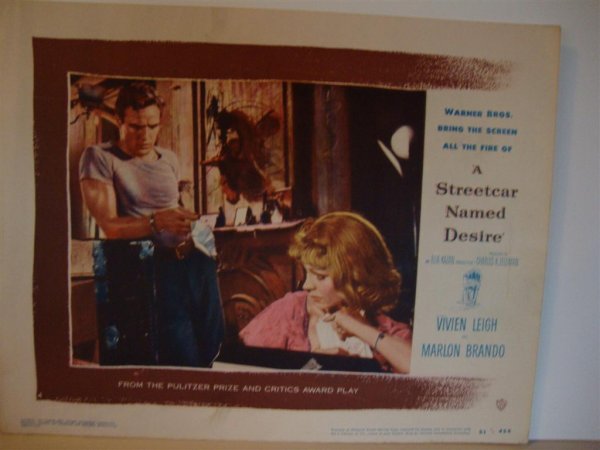 A STREET CAR NAMED DESIRE, LEIGH, BRANDO: LC, 11" W X 14" H, Warner Bros., 1951, (NM)