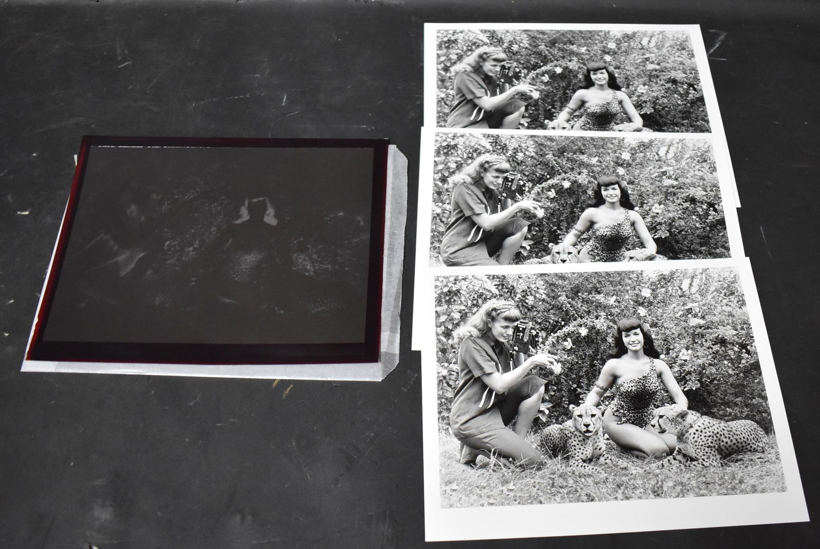 (3) Photos Of Bunny Yeager & Bettie Page With Negative. (1 of 2)