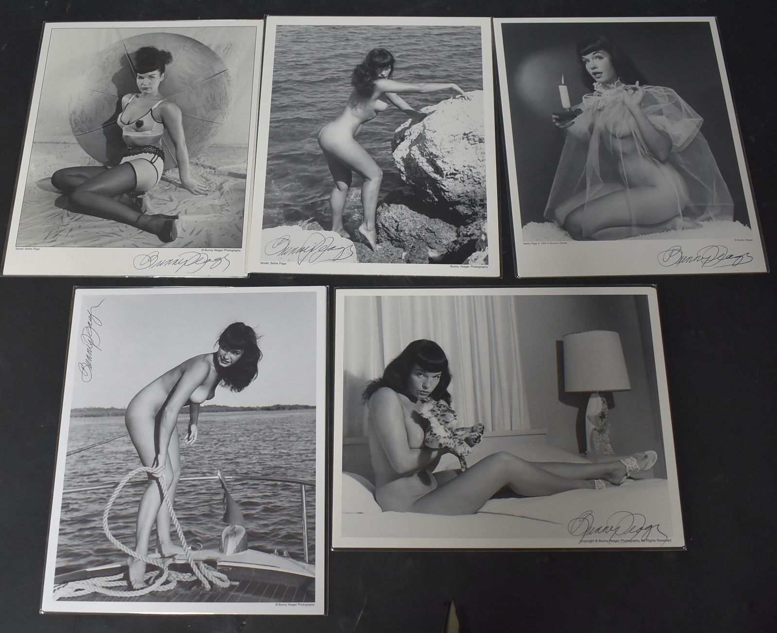 Bunny Yeager Sgd. Bettie Page Photo Pack(5) (1 of 1)