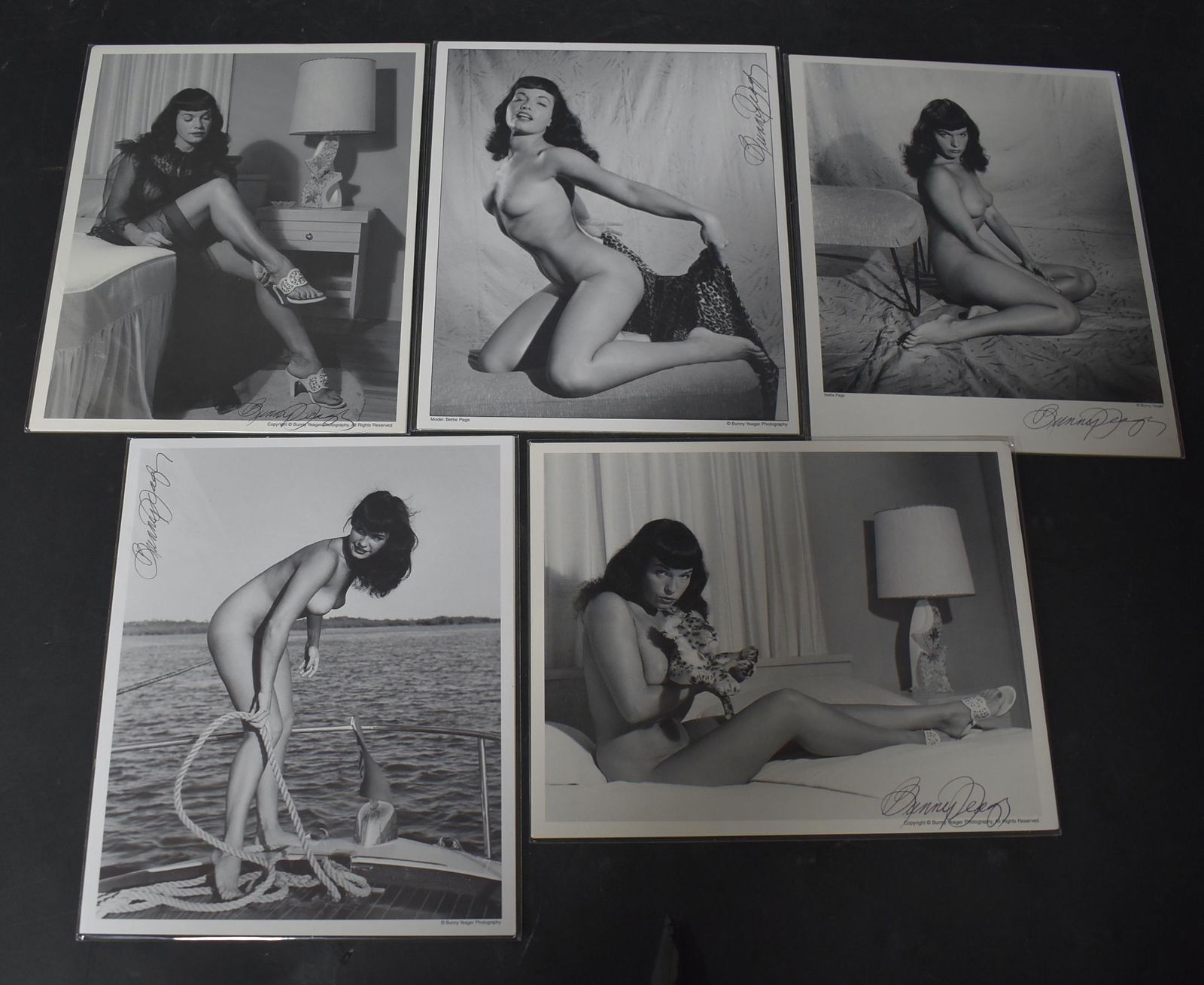 Bunny Yeager Sgd. Bettie Page Photo Pack(5) (1 of 1)