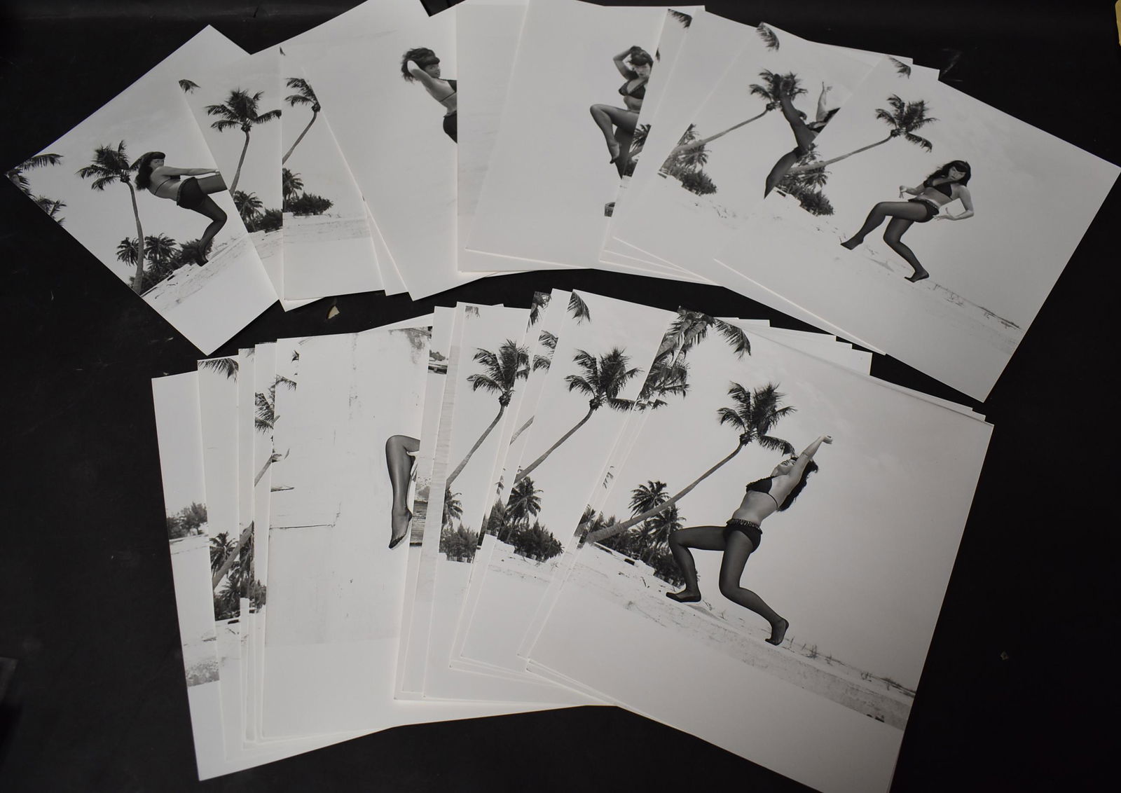Bettie Page Beach Photos (27): All from the same Bunny Yeager Bettie Page Photo shoot. Some have BY tags. All 8 x 10.