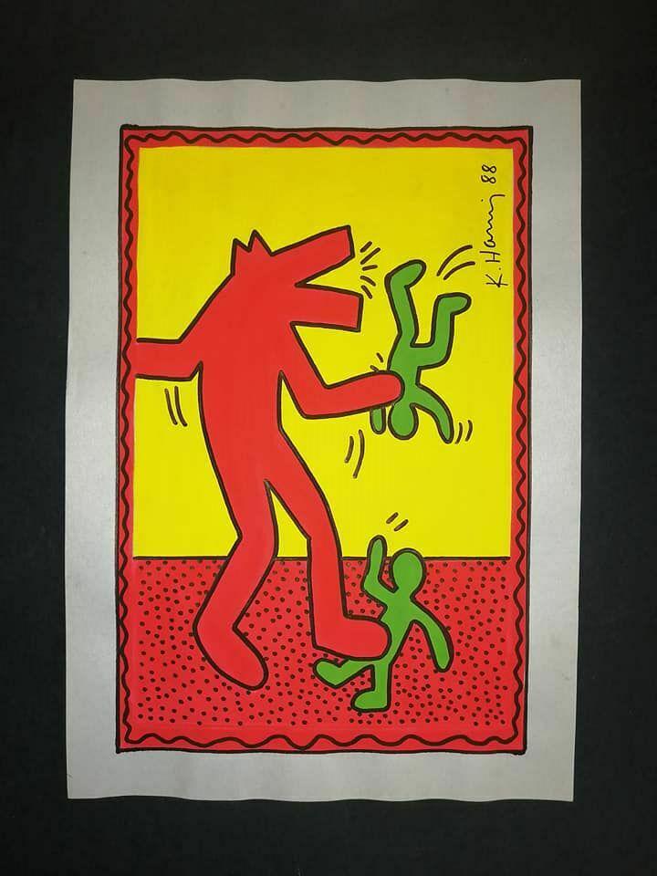 Keith Haring(after); 20thC. Felt -Tip Drawing Signed (1 of 3)