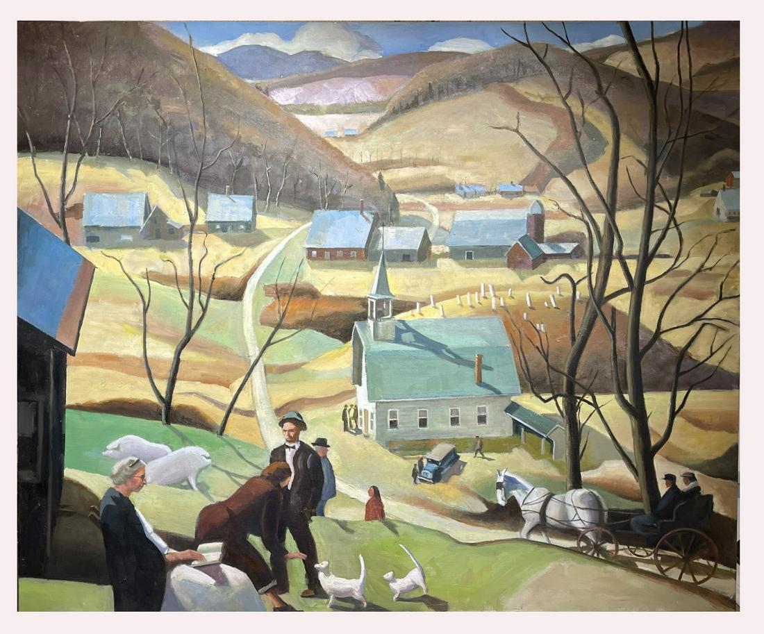 Paul Sample(after); 20thC. Oil Vermont Panorama (1 of 7)