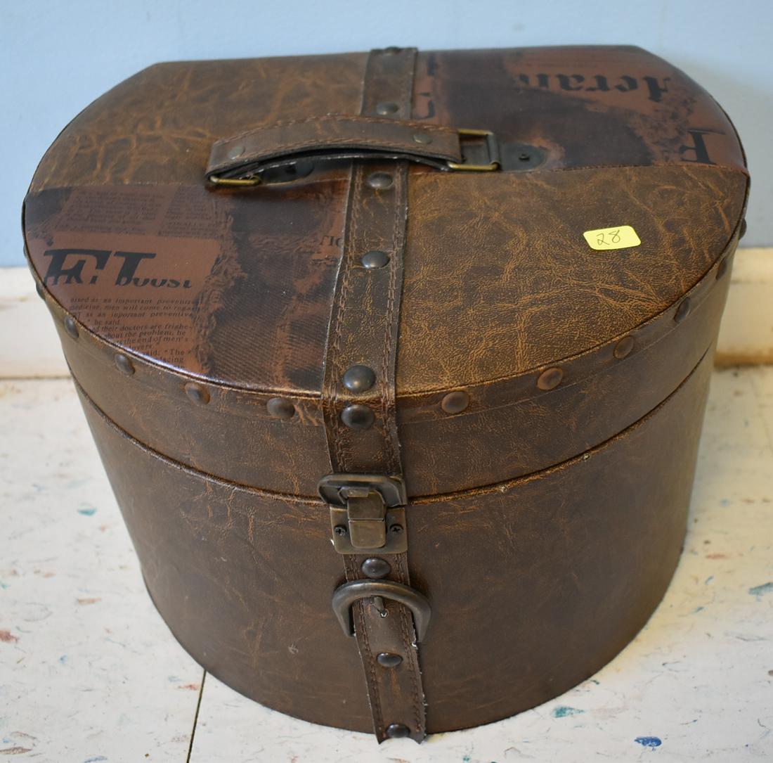 Travel Hat Box: 9 H x 12 W x 10 D.