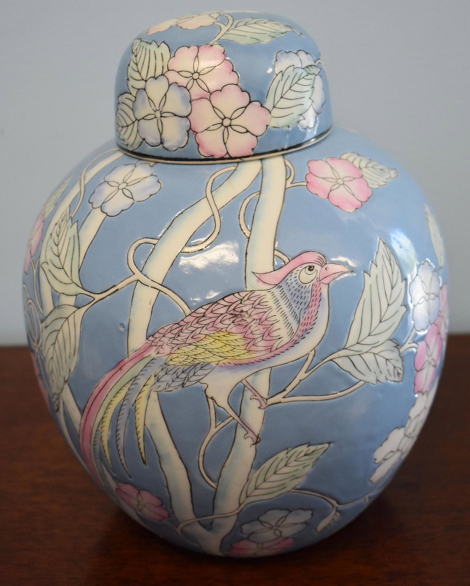 Vintage Chinese Ginger Jar: 10 inch H