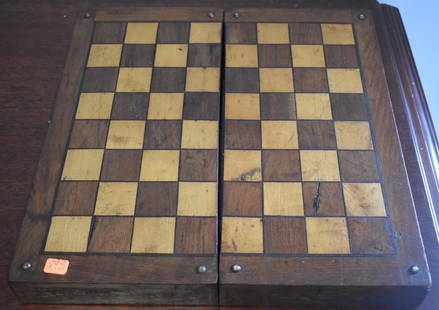 Vintage Chess Board: Open 14 L x 14 W and closed 4 H x 14 L x 7 W.