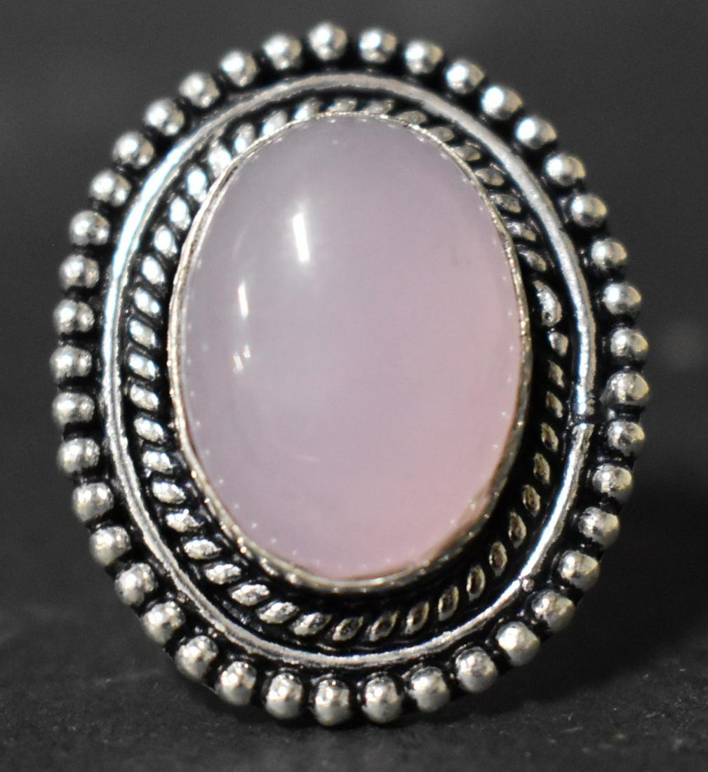 German Silver Ring: Rose Quartz (1 of 3)