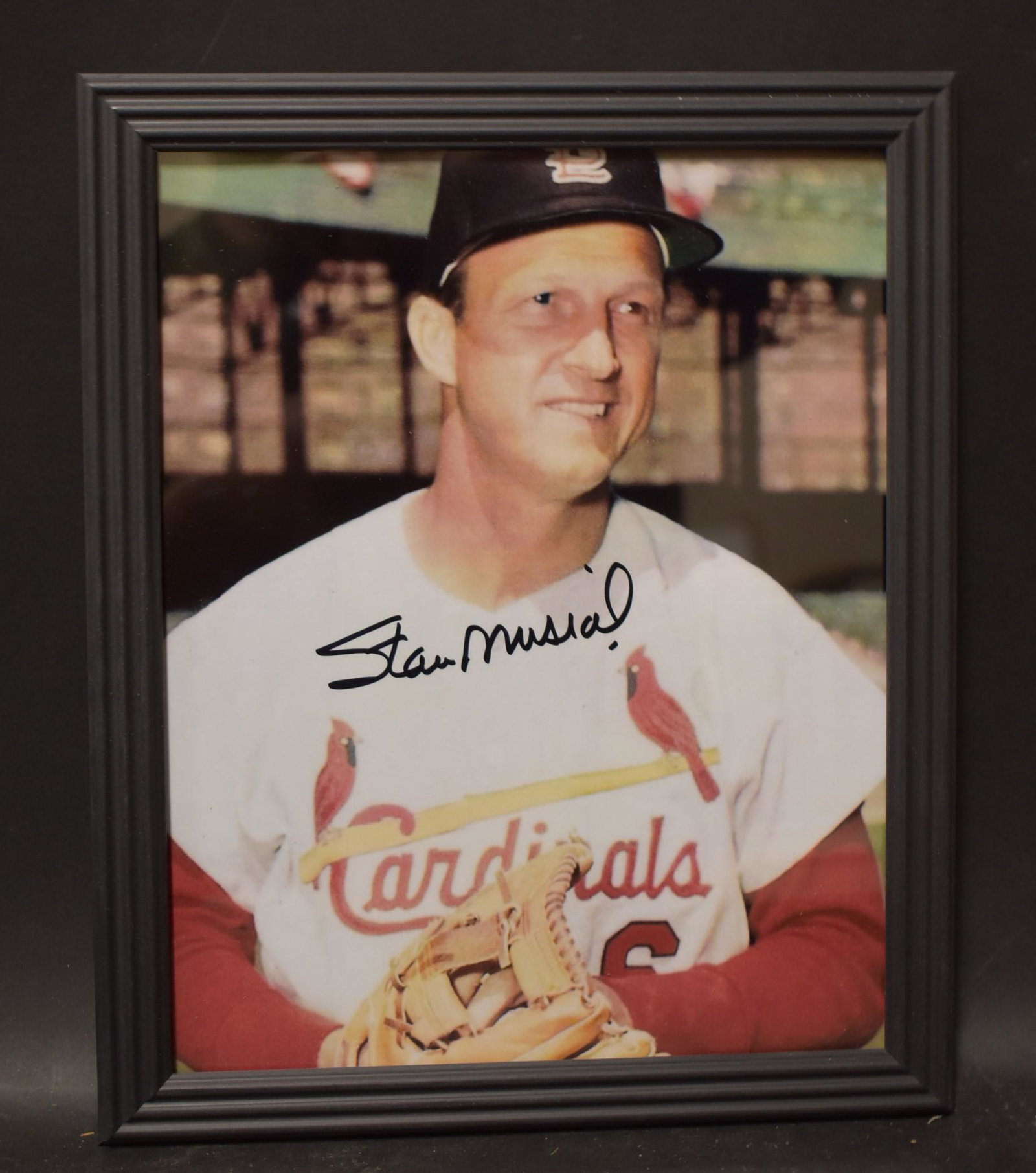 Stan Musial Autographed Photo: w COA. In Frame 8x10