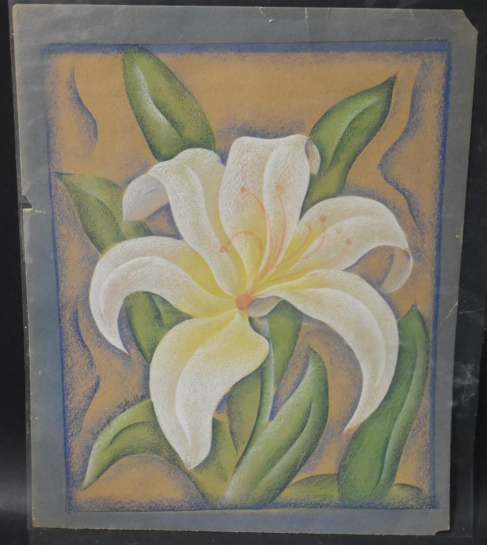 Joseph Stella, Mixed Media, Floral Portrait C. 1920 (1 of 5)