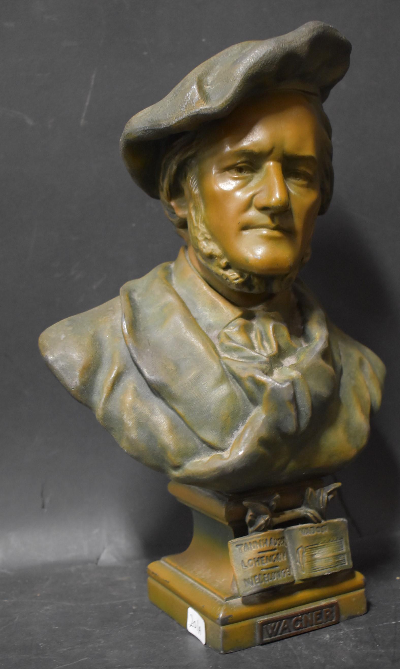 Wagner Metal Bust: 11 1/4"H x 8"W