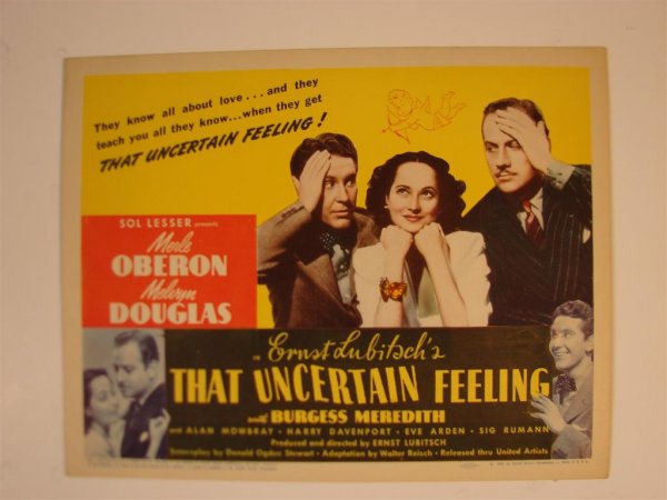 THAT UNCERTAIN FEELING TITLE CARD: (1) TC, 11"W X 14"H, United Artists, 1941, Oberon, Douglas, Meredith (VF)
