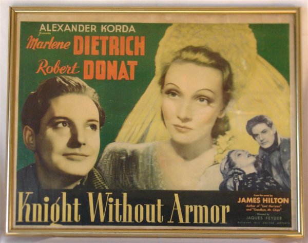 KNIGHT WITHOUT ARMOR 1/2 SHEET MOVIE POSTER: (1) 1/2S, 22"H X 28"W, United Artists, 1937, framed (VF)