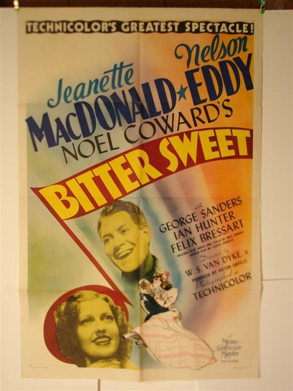 BITTER SWEET MOVIE POSTER: MACDONALD, EDDY (1) 1S, 27"W X 41"H, MGM, 1940, (VF)
