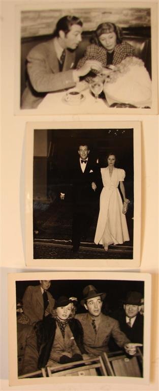 PHOTOGRAPHS OF STANWYCK & TAYLOR: (1) 5"W X 4"H, Barbara Stanwyck and Robert Taylor at Café Lamaze, backstamp - "In using this photo credit must be given Hyman Fink Photo" (1) 5"W