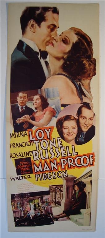 MAN-PROOF INSERT: MGM, LOY, TONE, RUSSELL, PIDGEON. 14" x 36" (VF)