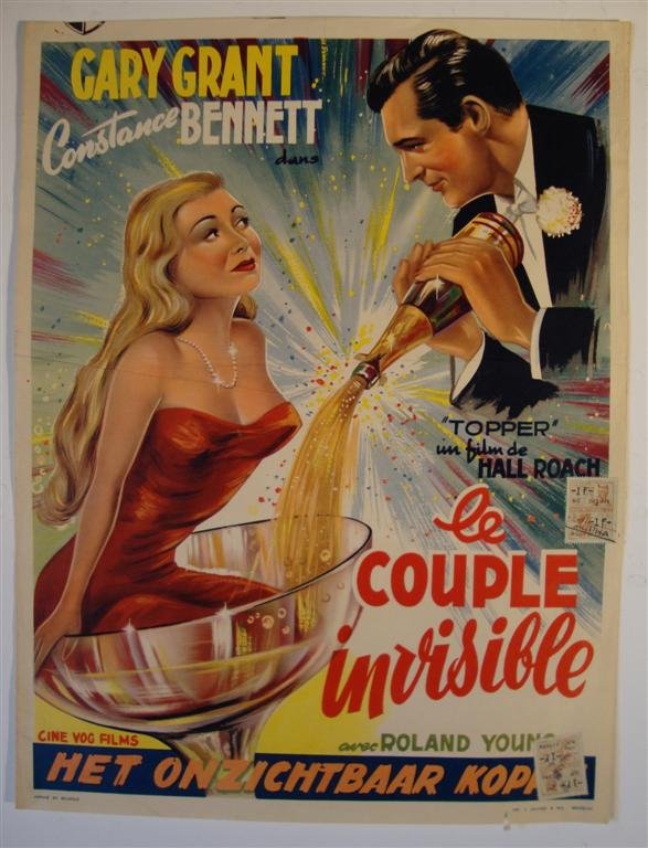 LE COUPLE INVISABLE LOBBY CARD: Cine Vog Films. GRANT, BENNETT. Belgian version. JUMBO LC, 13-1/2" x 18". With two import stamps affixed. (F)