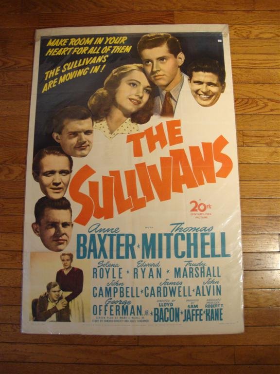 THE SULLIVANS, MOVIE POSTER: 20th C. Fox, 1944. BAXTER, MITCHELL. 1S, 27" X 41", (VG)