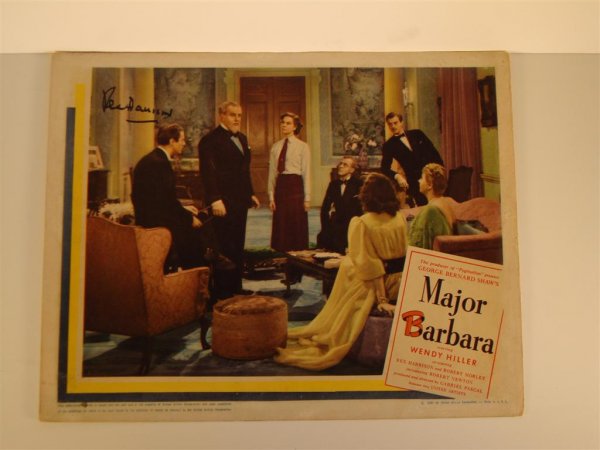 MAJOR BARBARA LOBBY CARD: United Artists, 1941. LC, HILLER, HARRISON, MORLEY. Autographed by Rex Harrison. 11" x 14" (VF-F)