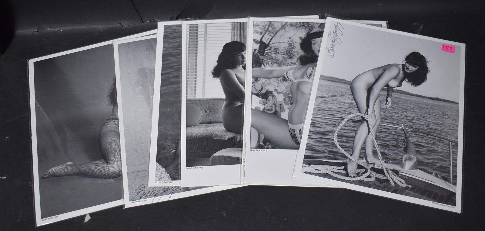 (7) Photos Bettie Page. Sgd. Bunny Yeager (1 of 4)