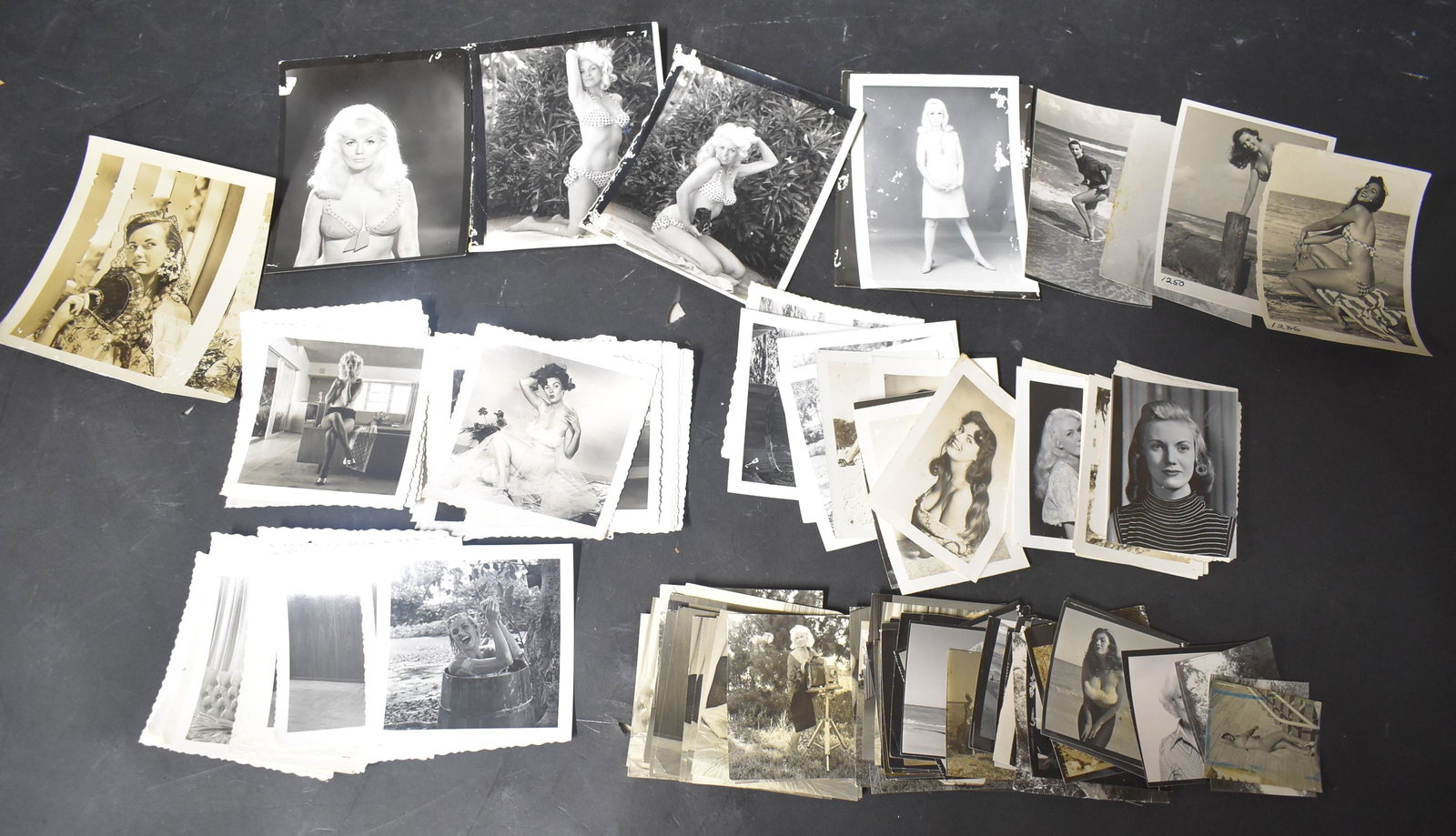 (50)+ Photos: C 1940-1955: Bunny Yeager Self Portrait Photos. Found In Bunny Yeager's Archives. Sizes Include, 4x5, 3x4, 4x4, 3x3. All From 1940 Thru 1955. Some Pictures have Notation On Back & Numbers, Stamped From Bunny Yeage