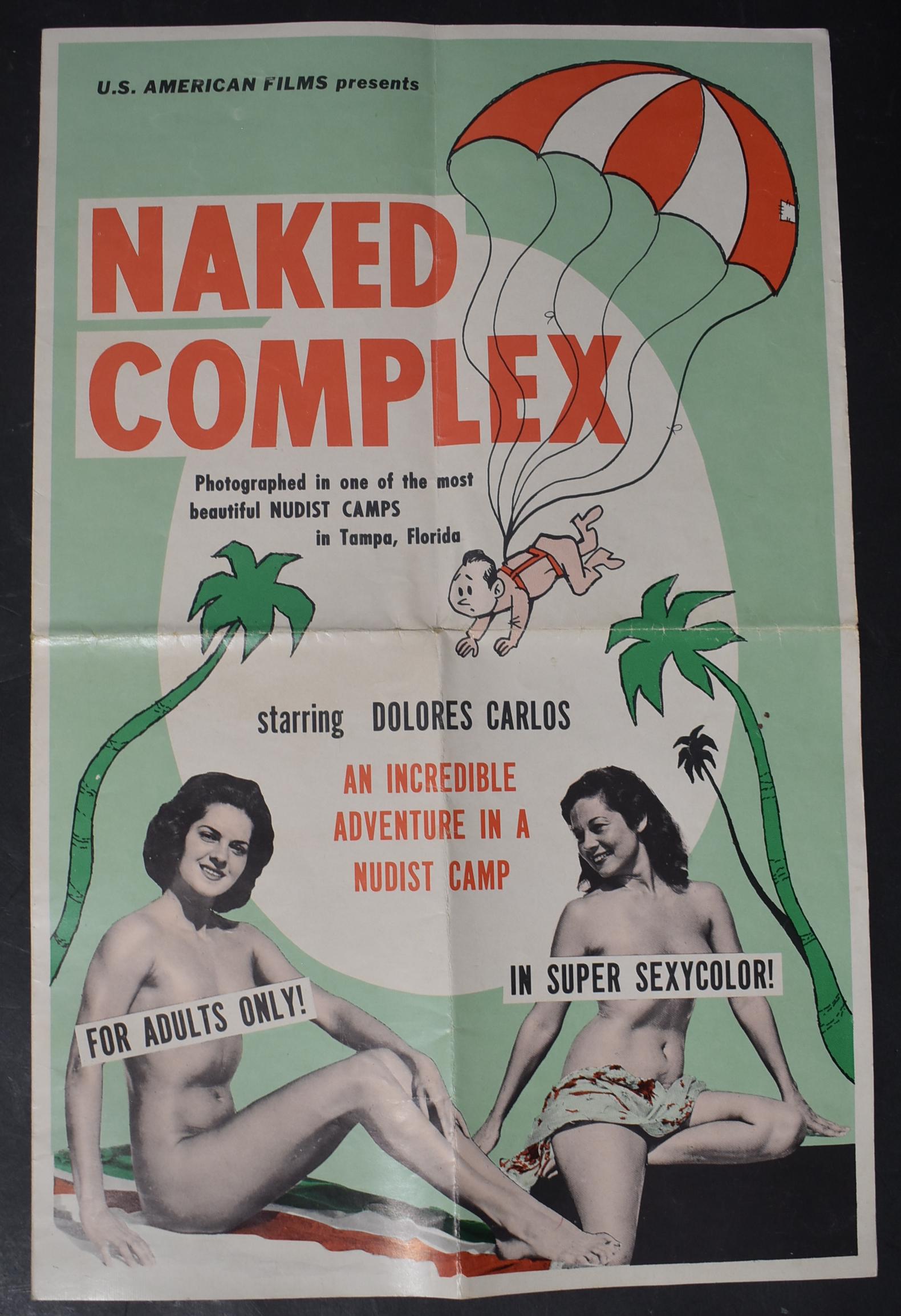 1960 Naked Complex Movie Pressbook: U.S. American Films presents. Photographs of Nudist Camps in Tampa, Florida. Amongst Bunny Yeager's collection. It is from a nudist film from 1960 called Naked Complex . The pressbook measures 22" X 1