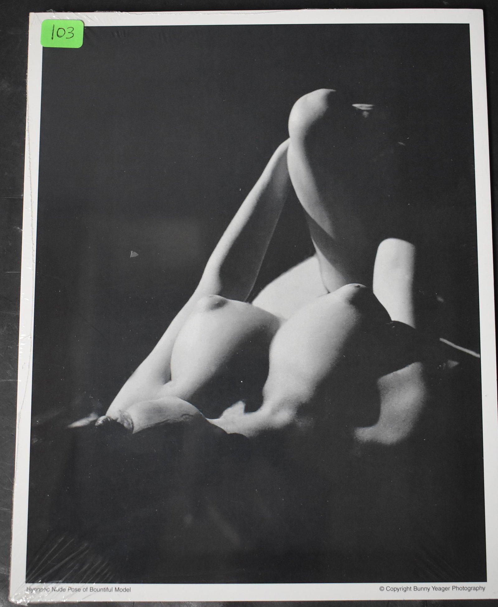 Hypnotic Nude Pose of Bountiful Model (30+): Bunny Yeager photo. All the same. B&W. 8 x 10.