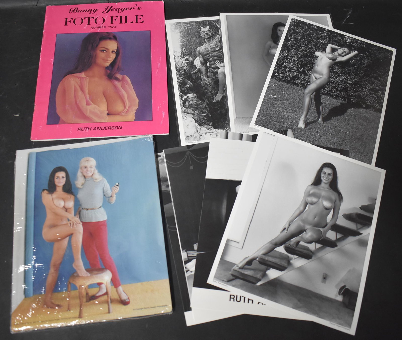 (25)+ Photos & (1) Bunny Yeager's Foto File Mag.: 8x10 Double Stock. (25)+ Photos of Ruth Anderson & Bunny Yeager. (1) Foto File Magazine Ruth Anderson on Cover & Ruth Anderson & Bunny Yeager On Back of Magazine.