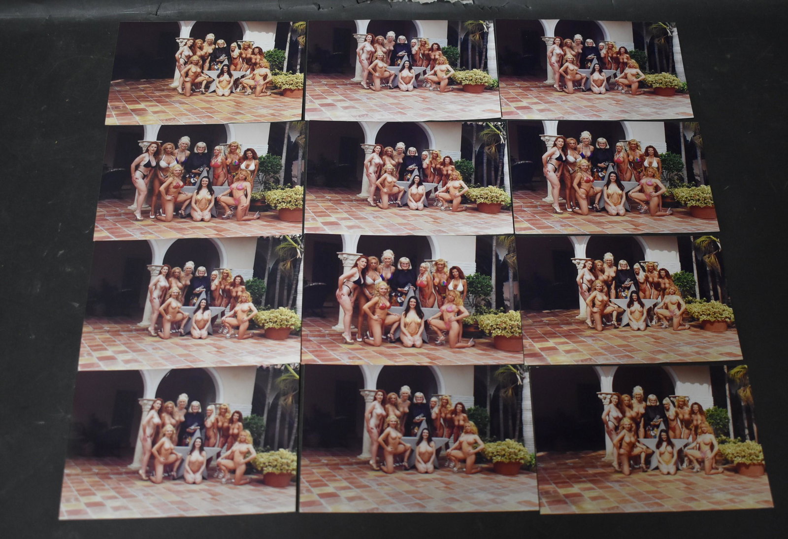 (12) 4x6 Color Photos.: Bunny Yeager With Models Some Nude Some In Bikinis.