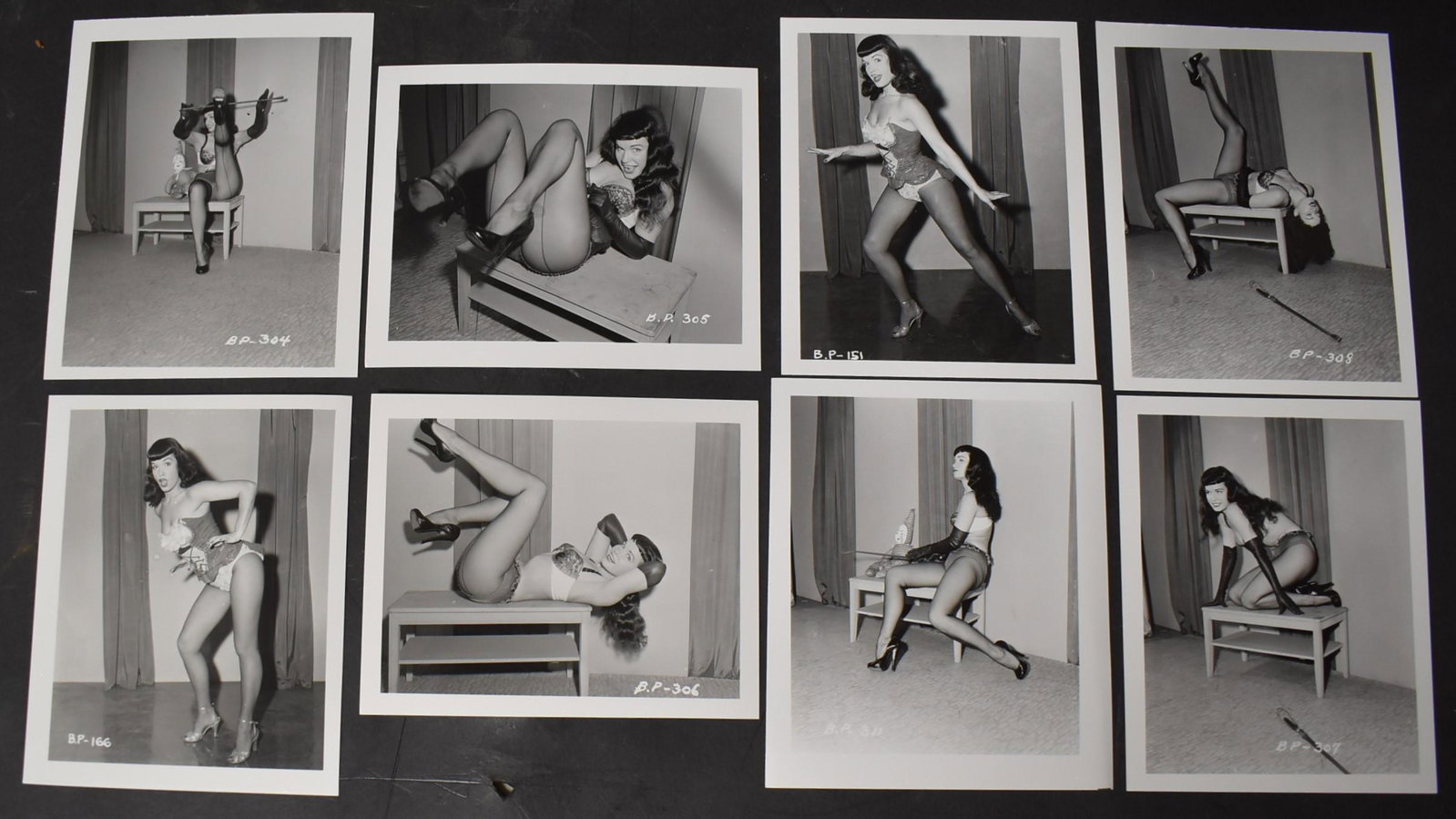 (8) Bettie Page Photos By Paula Klaw: All Different Poses 4 1/4 x 5