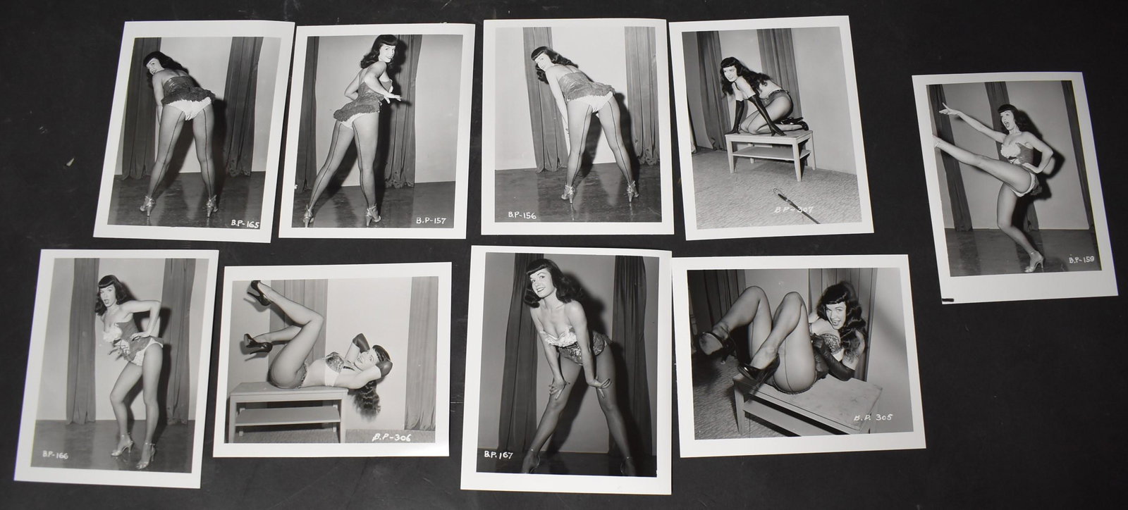 (9) Bettie Page Photos By Paula Klaw.: All Different Poses 4 1/4 x 5