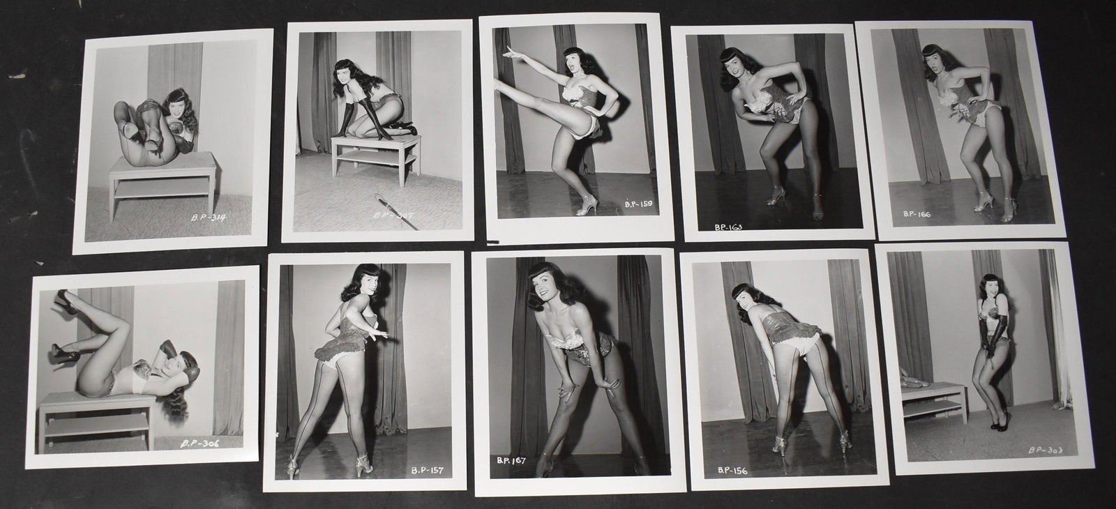 (10) Bettie Page Photos By Paula Klaw.: All Different Poses 4 1/4 x 5