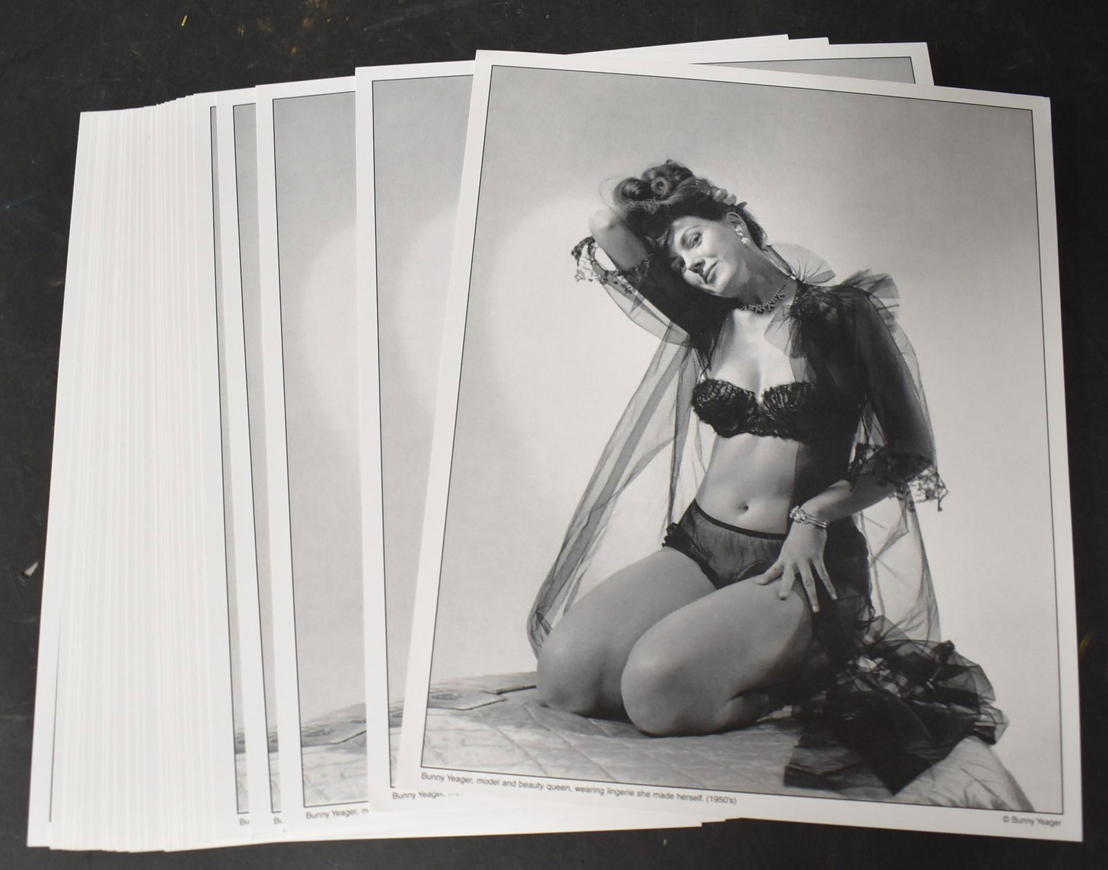 (20) 8x10 Photos. Bunny Yeager: 8x10 Double Stock. (20) Photos Bunny Yeager. Wearing Lingerie She Made Herself 1950's. Bunny Yeager Self Portrait.