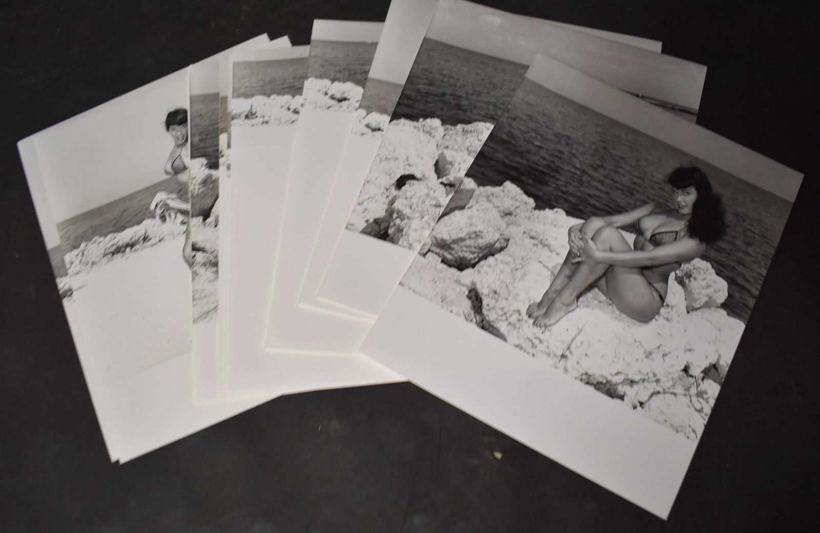 (13) Photos of Bettie Page in Bikini on Beach 8x10. (1 of 3)