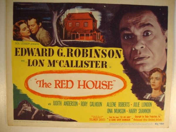 EDWARD G. ROBINSON TITLE CARD & LOBBY CARD: "The Red House" United Artists, 1946 (Title Card); "Larceny, Inc." Warner Bros, 1942 (Lobby Card) EDWARD G. ROBINSON. 11" x 14" (F)