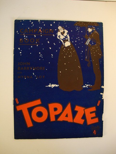 TOPAZE CAMPAIGN BOOK: "Topaze" Campaign Book, Radio Pictures, 1933. JOHN BARRYMORE, MYRNA LOY. 9" w x 12" h (F)