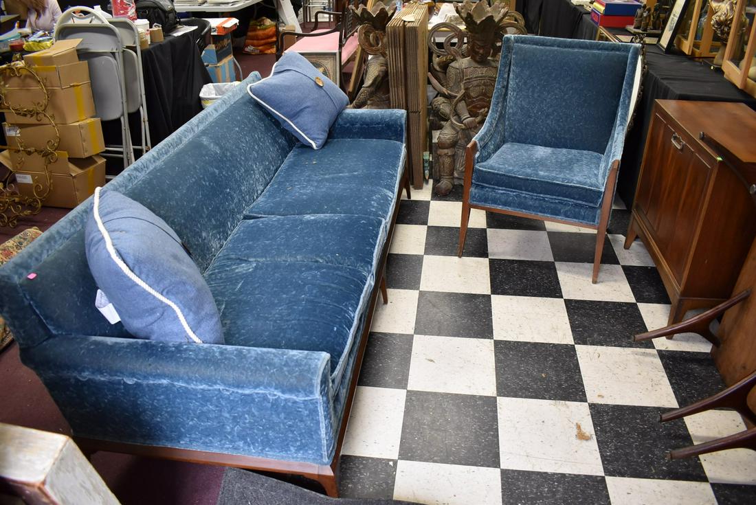 Mid Century Modern Upholstered Settee & Chair (1 of 4)