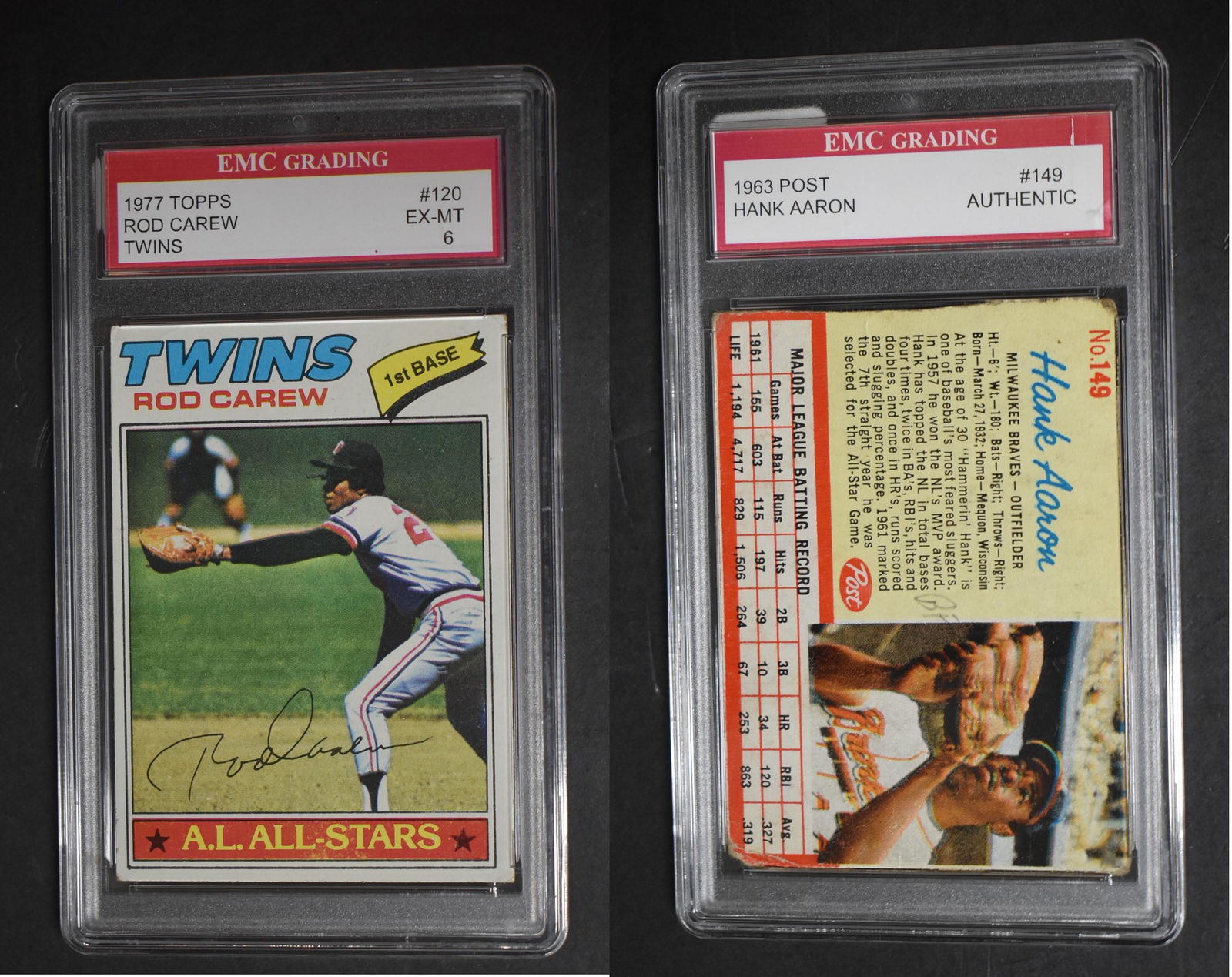 Rod Carew & Post Hank Aaron Graded Cards (1 of 5)