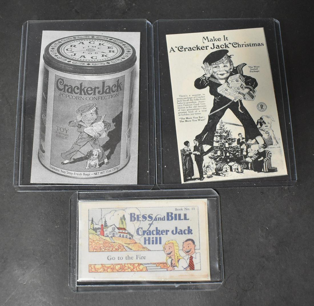 Cracker Jack Promotionals (3): Varying sizes, 2.5 x 3.5 to 1.5 x 2.75.