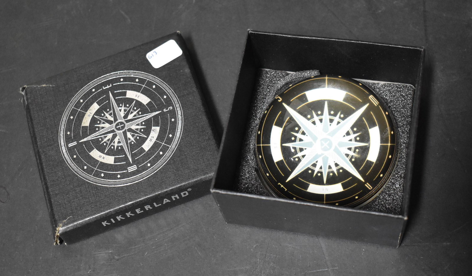 Kikkerland Compass Paperweight: Original box