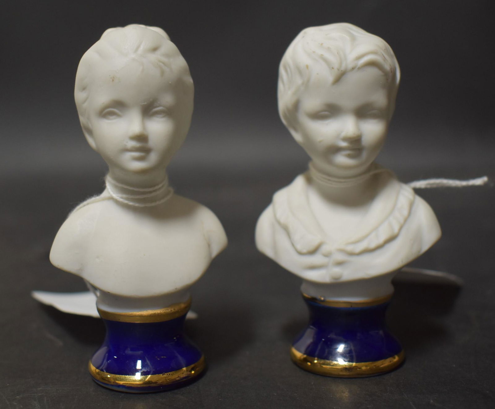 Pair of Classical Cobalt & Bisque Busts (1 of 3)